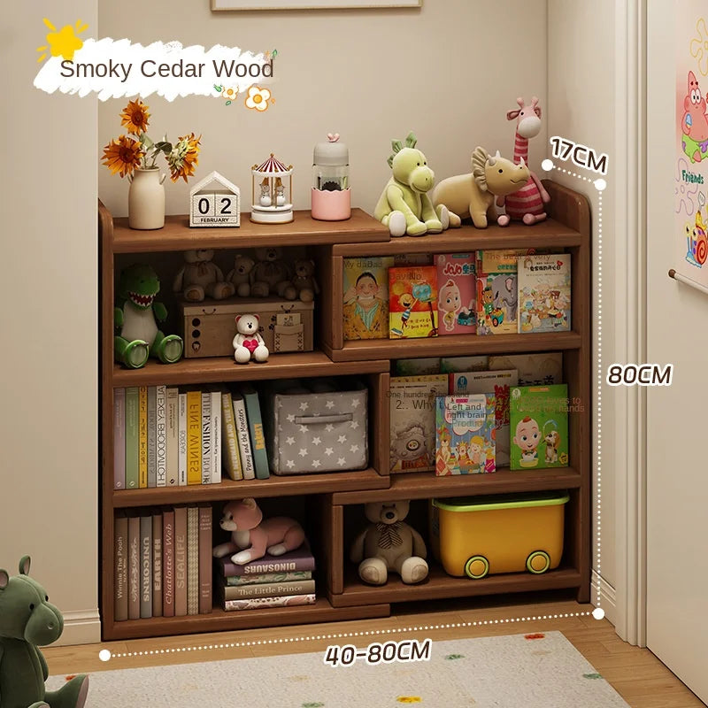 Solid wood corner bookshelf, storage rack, floor-standing storage cabinet, home bookcase, wall corner extendable cabinet