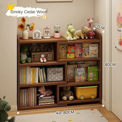 Solid wood corner bookshelf, storage rack, floor-standing storage cabinet, home bookcase, wall corner extendable cabinet
