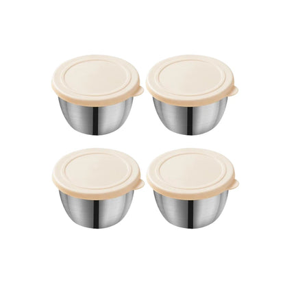 Stainless Steel Sauce Cup with Lid Salad Dressing Container Reusable Salad Dipping Dish Portable Barbecue Spice Jar Kitchen Tool