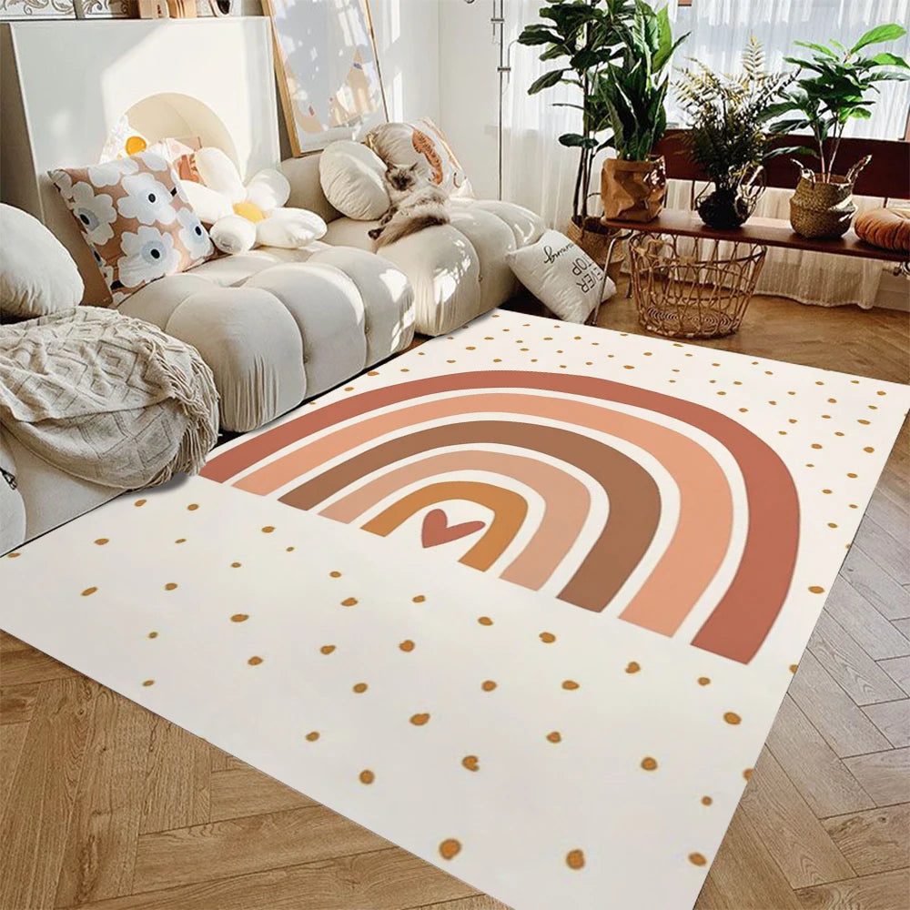 Kawaii Rainbow Pattern Carpet for Children's Room Cute Area Rug Home Decoration Non-slip Doormat Bedside Floor Washable Mat