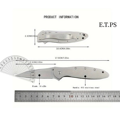 Ks1660 Ken Onion Leek Folding Knife Bead Blast Plain Stainless Steel Handles Outdoor Tool with Frame Lock Safe Assisted Opening and Reversible Pocketclip