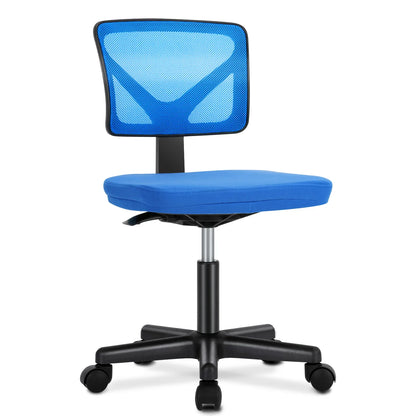 Lumbar Support Armless Low Back with Wheels Adjustable Height 360° Rolling Swivel Computer Chair