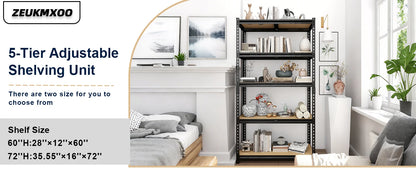 Heavy Duty Shelf, 28''×12''×60'' Metal Shelving Rack, 2400 lbs Basement Storage Shelves, Standing Shelves, Garage Racks