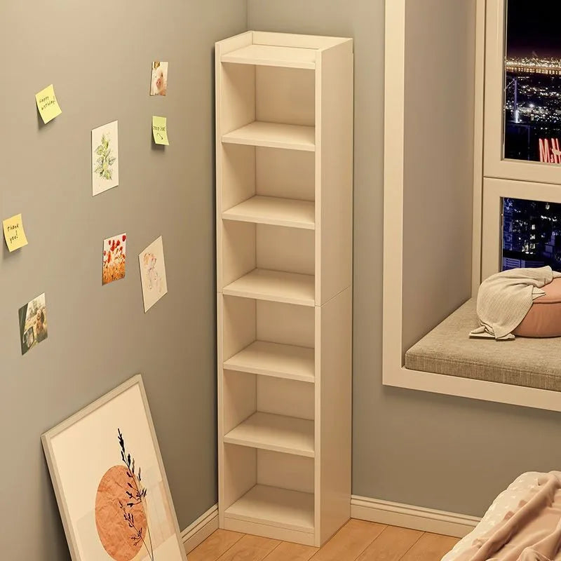 Small bookshelf between cracks, simple household storage shelf, floor-to-ceiling bedroom locker shelf, narrow bookcase
