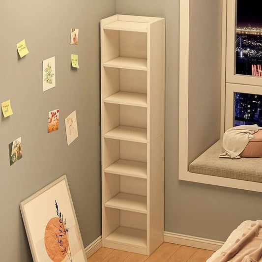Small bookshelf between cracks, simple household storage shelf, floor-to-ceiling bedroom locker shelf, narrow bookcase