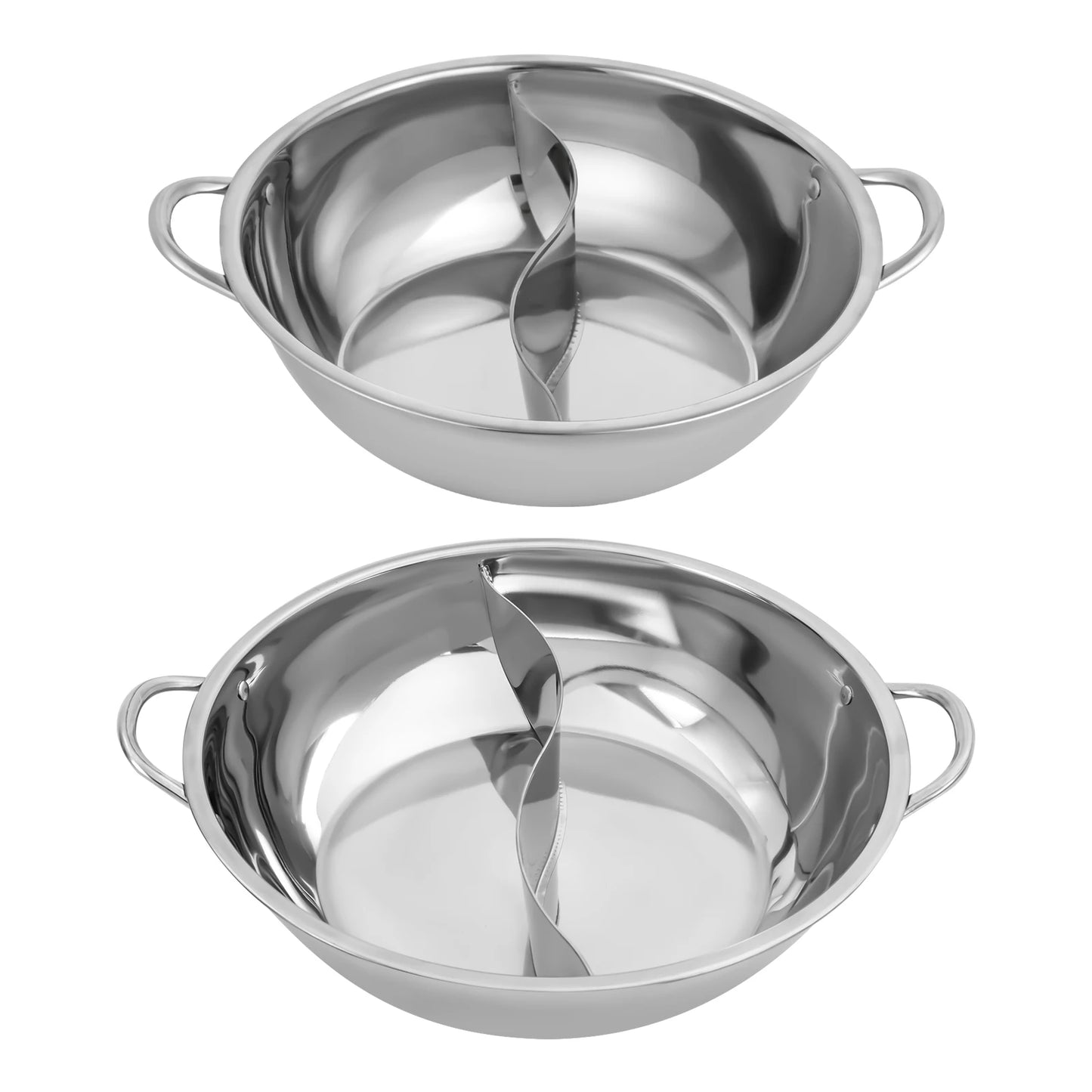 Stainless Steel Hot Pot with Divider Glass Lid