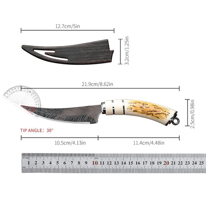 Boning knife with sharp curved blade for Kitchen High hardness forging Damascus texture knife Sharp fruit knife