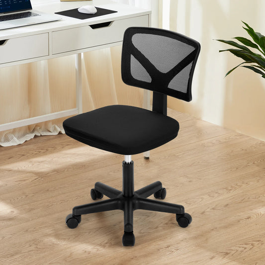 Lumbar Support Armless Low Back with Wheels Adjustable Height 360° Rolling Swivel Computer Chair