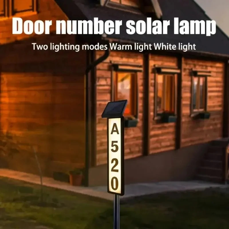 1PC Solar-Powered Dual-Light LED Address Sign with Stake Outdoor Illuminated House Number Letter Light for For Houses and Home