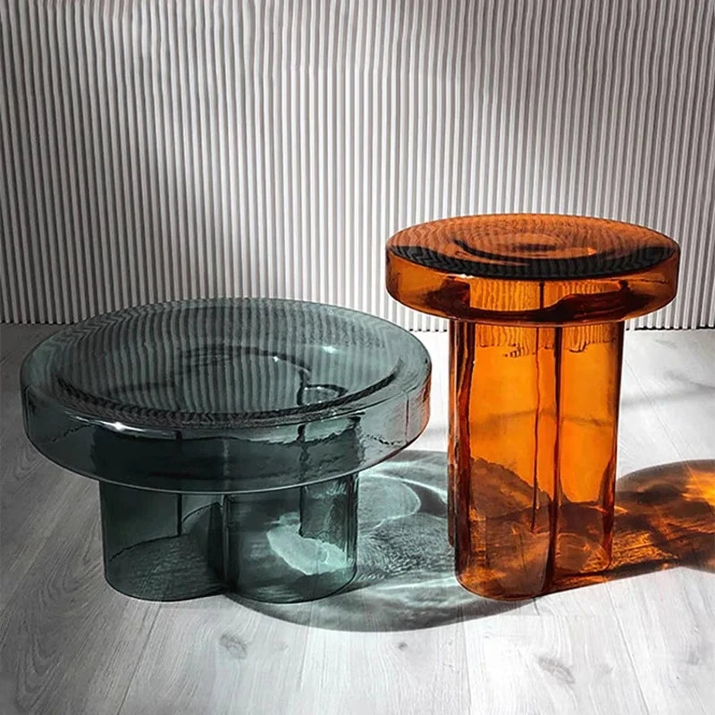 Nordic Creative Glass Coffee Table Living Room Sofa Side Tables Combination Handmade Coffee Table Round Light Luxury Tables