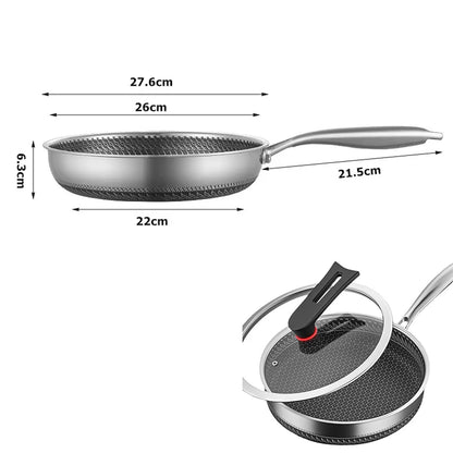 LMETJMA Stainless Steel Frying Pan Nonstick Honeycomb Fry Pan With Lid Induction Ceramic Electric Gas Cooktops Compatible KC0480