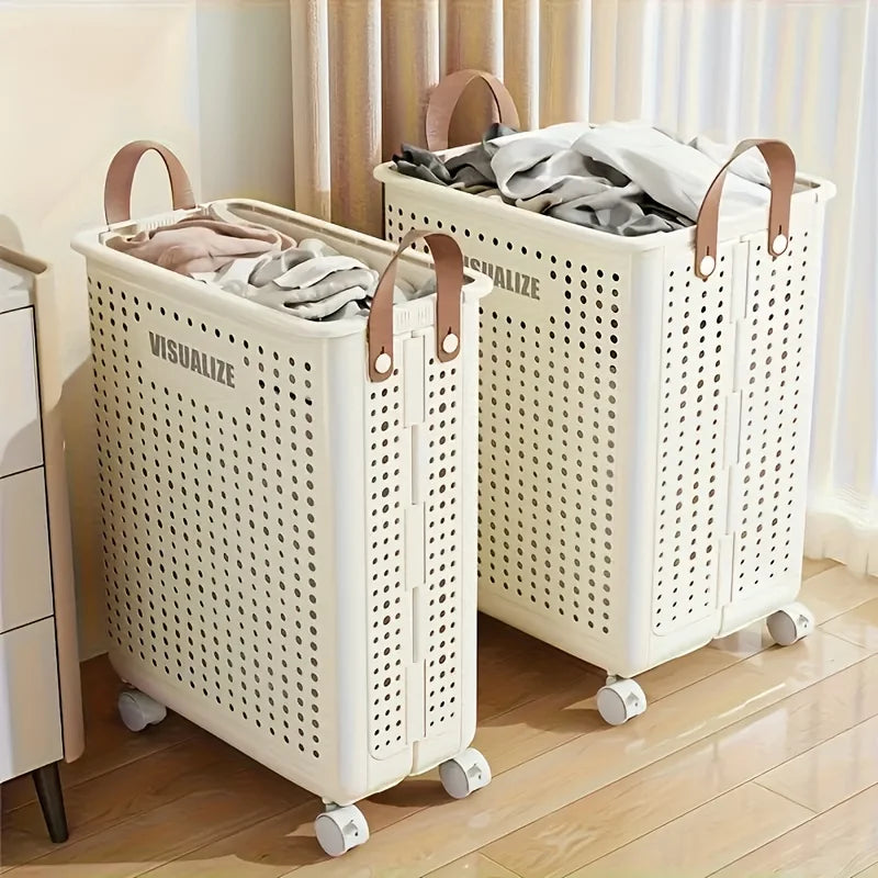 storage laundry basket foldable with wheels