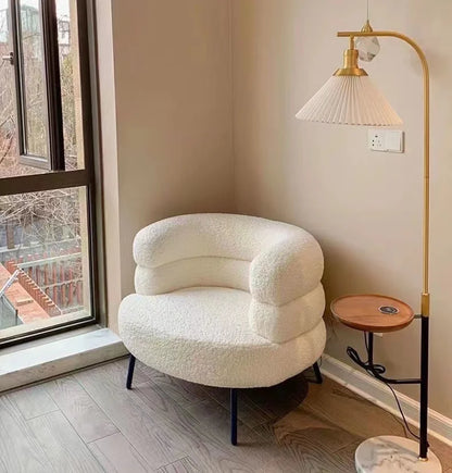 Internet celebrity backrest sofa lamb wool lazy sofa chair living room bedroom cloakroom casual makeup chair dresser chair
