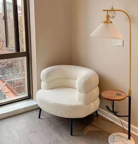 Internet celebrity backrest sofa lamb wool lazy sofa chair living room bedroom cloakroom casual makeup chair dresser chair