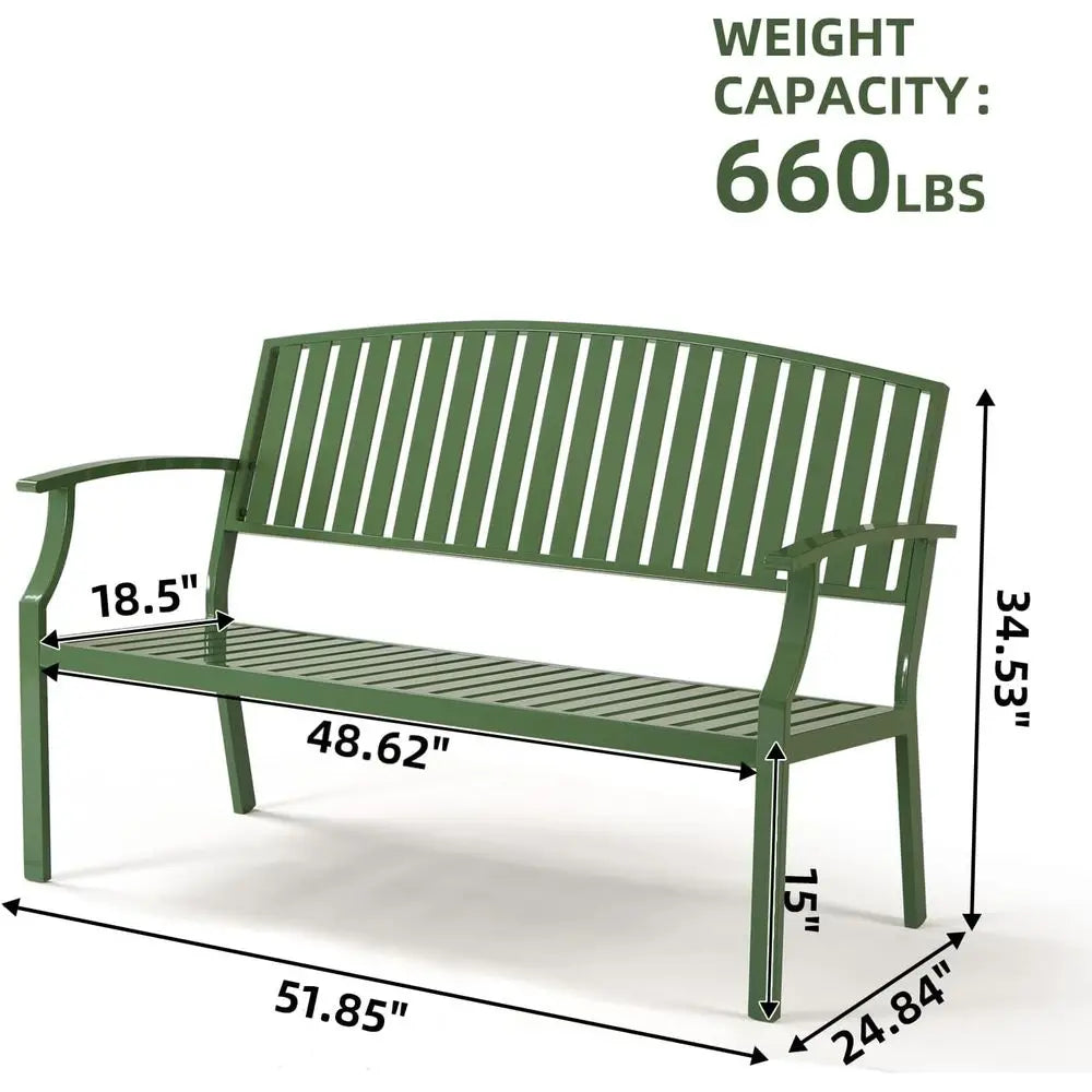 Weatherproof Outdoor Patio Garden Bench, Perfect for Lawn, Backyard, Park, and Balcony (Green)