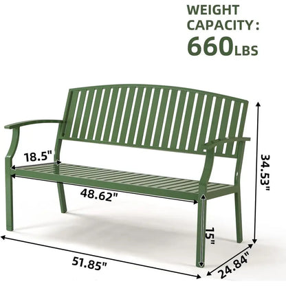 Weatherproof Outdoor Patio Garden Bench, Perfect for Lawn, Backyard, Park, and Balcony (Green)