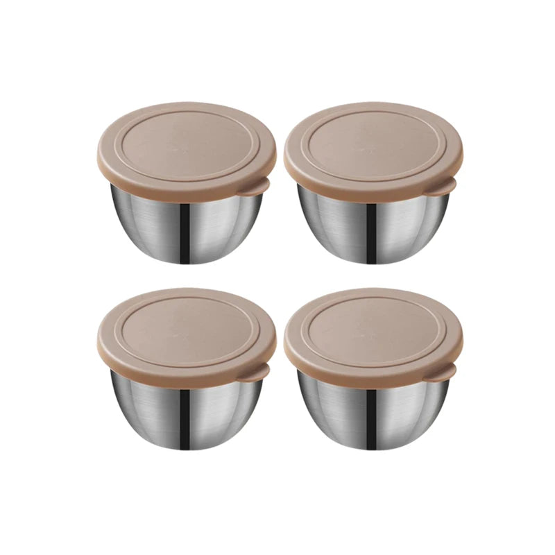 Stainless Steel Sauce Cup with Lid Salad Dressing Container Reusable Salad Dipping Dish Portable Barbecue Spice Jar Kitchen Tool