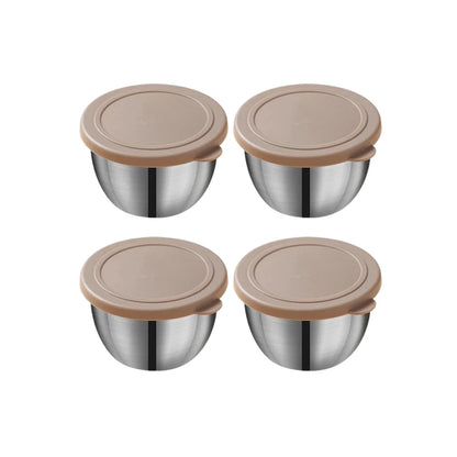 Stainless Steel Sauce Cup with Lid Salad Dressing Container Reusable Salad Dipping Dish Portable Barbecue Spice Jar Kitchen Tool