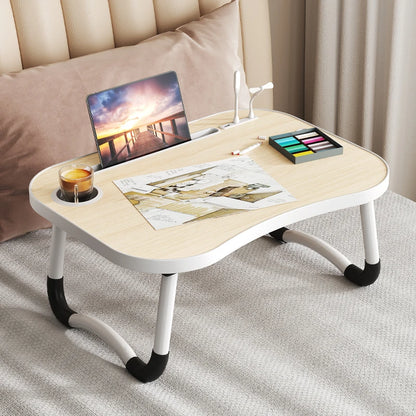 laptop , bedside breakfast table with cup holder and side draw