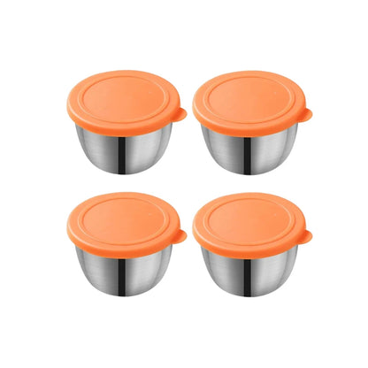 Stainless Steel Sauce Cup with Lid Salad Dressing Container Reusable Salad Dipping Dish Portable Barbecue Spice Jar Kitchen Tool