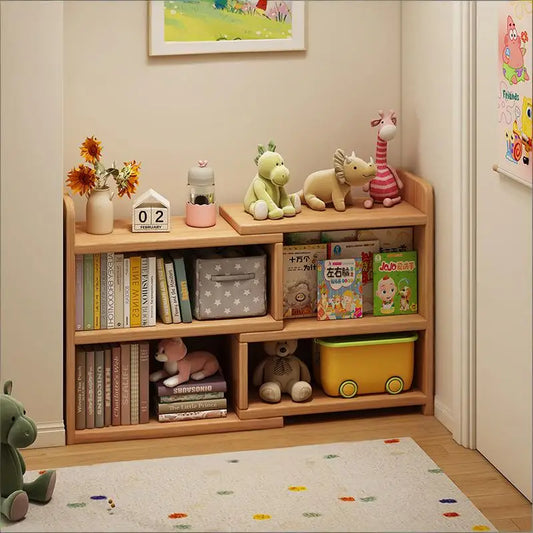 Solid wood corner bookshelf, storage rack, floor-standing storage cabinet, home bookcase, wall corner extendable cabinet