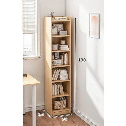 Small bookshelf between cracks, simple household storage shelf, floor-to-ceiling bedroom locker shelf, narrow bookcase