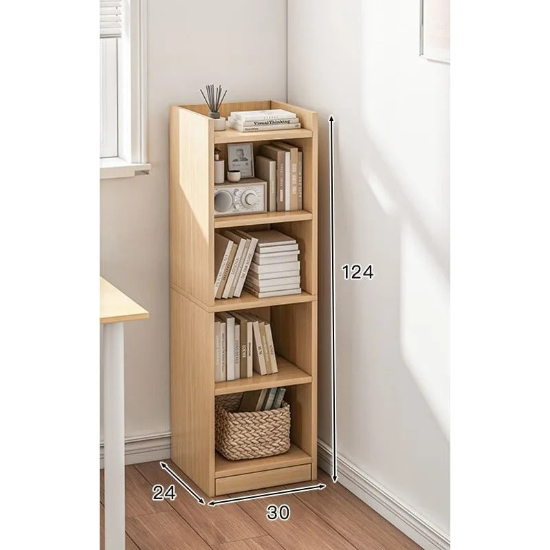 Small bookshelf between cracks, simple household storage shelf, floor-to-ceiling bedroom locker shelf, narrow bookcase
