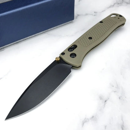 BM535 Bugout Axis Lock Folding Knife 3.24" Satin Plain Blade Grivory Handles  for Everyday Carry and Camping Hunting Outdoor