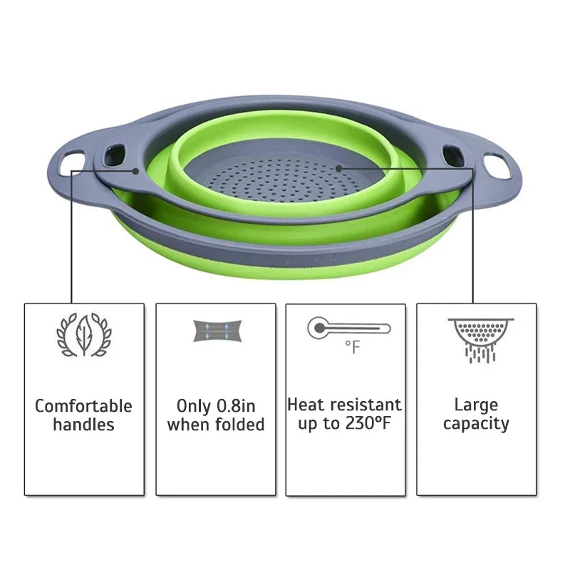 Foldable Strainer Fruit Vegetable Washing Basket Colander Collapsible Drainer
